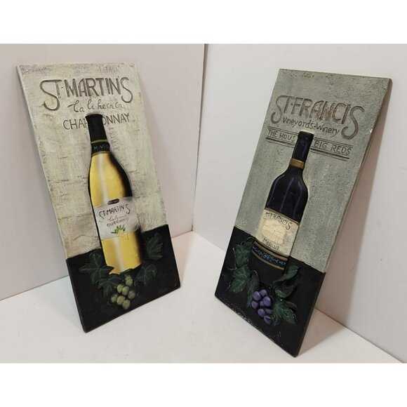 Ceramic 3D Wine Bottle Wall Decor St Martins & St Francis Yellow Black Purple - Picture 2 of 14